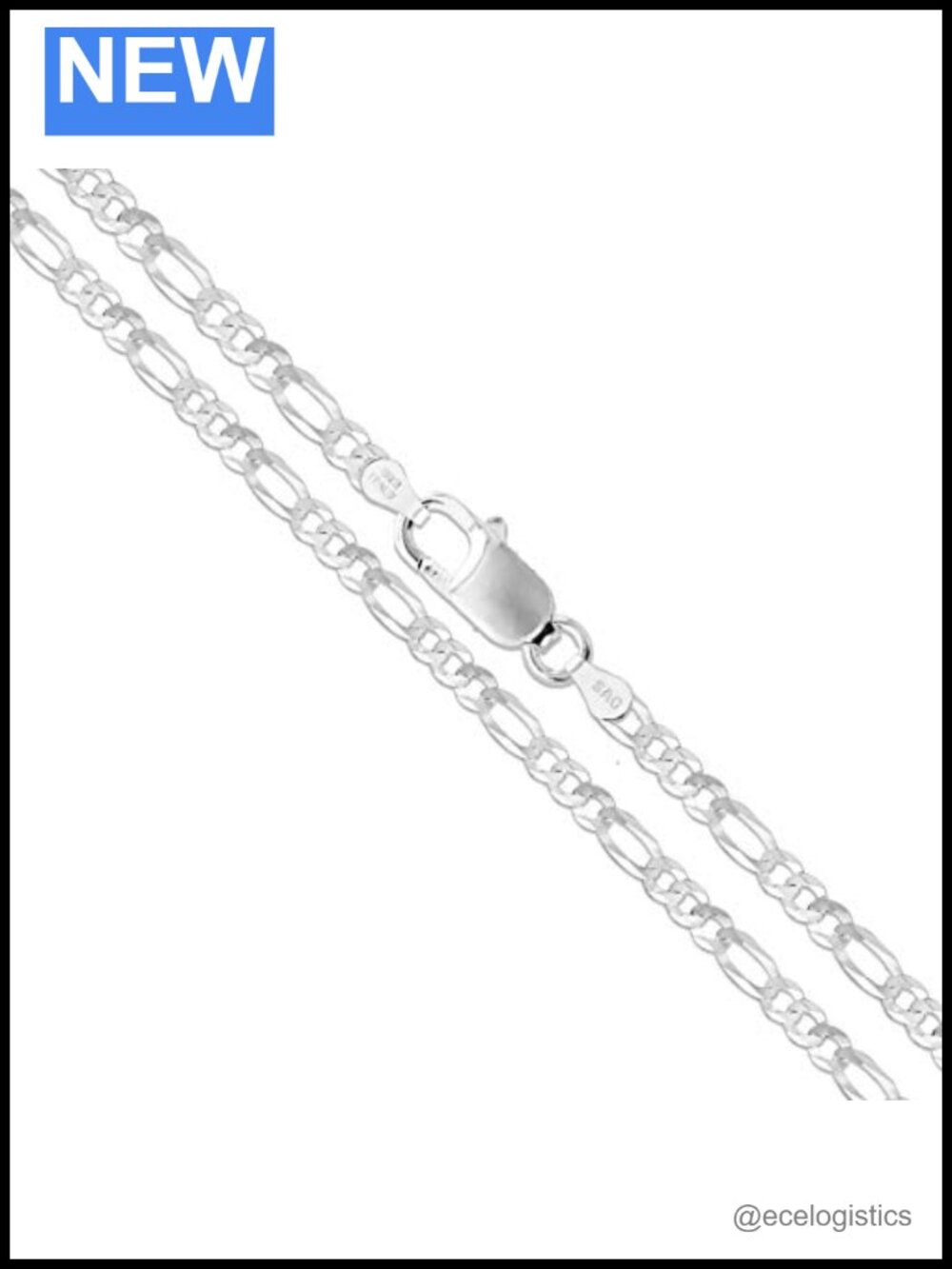 Sterling Silver Flat Figaro Chain Necklace 4.5mm 18in